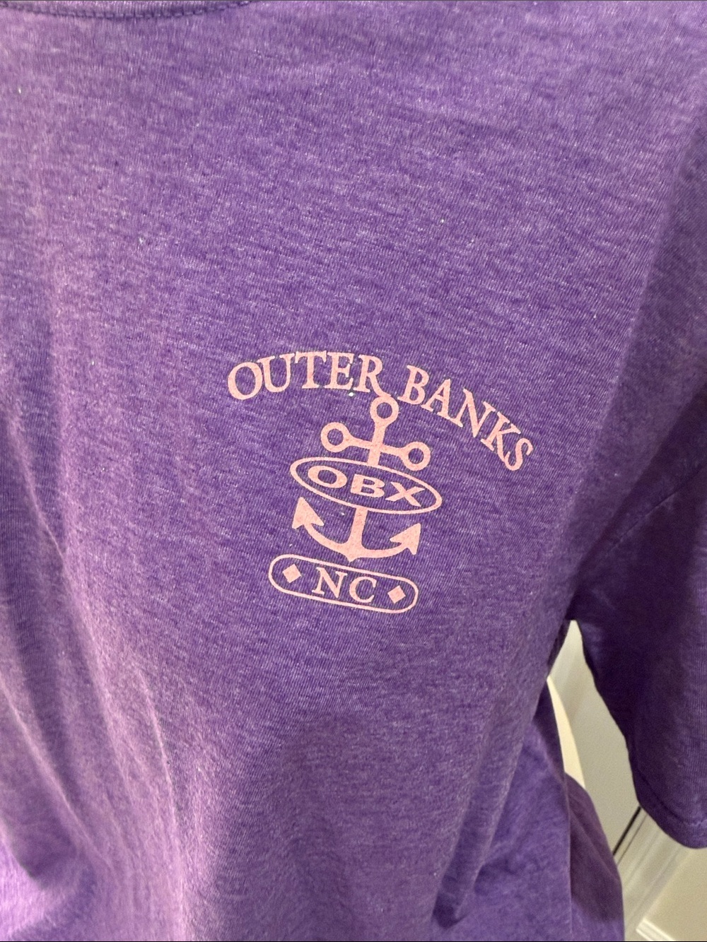 Outer Banks NC Purple Short Sleeve Tee Small Pink Chest Logo size XL women - Picture 7 of 9